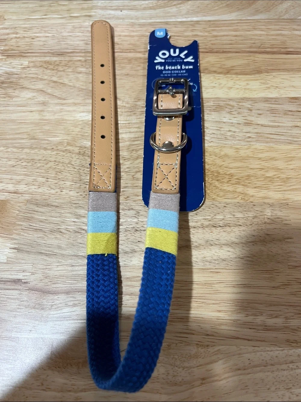 NWT Blue Braided Dog Collar - the beach bum youly medium 15-18” z98